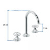 Mezcladora p/lavabo,taladros separados,redondos,cromo TÚBIG