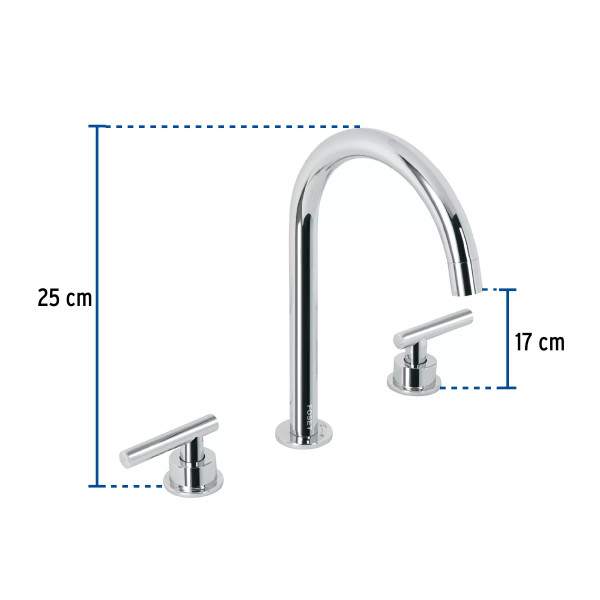 Mezcladora p/lavabo,taladros separados,palanca,cromo TÚBI
