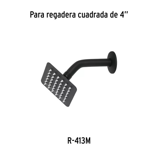Regadera cuadrada 4", acero inox, sin brazo, negro, TÚBIG