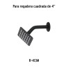 Regadera cuadrada 4", acero inox, sin brazo, negro, TÚBIG