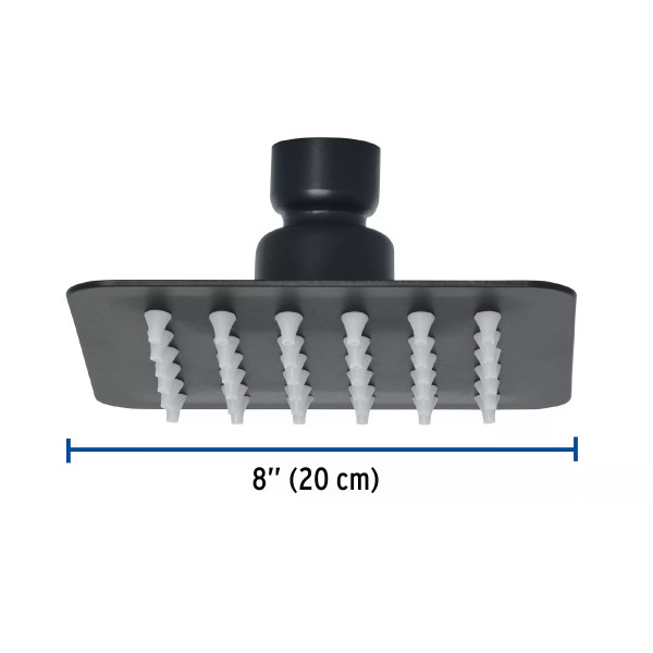 Regadera cuadrada 4", acero inox, sin brazo, negro, TÚBIG