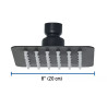 Regadera cuadrada 4", acero inox, sin brazo, negro, TÚBIG