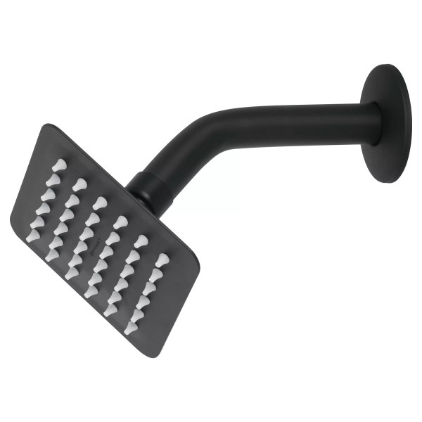 Regadera cuadrada 4", acero inox, con brazo, negro, TÚBIG