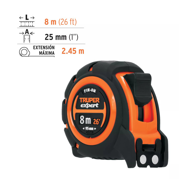 Flexómetro Industrial Contra Impactos 8 M Cinta 25 Mm | Flexómetros / Cintas Metricas Ferreterias Ferretodo