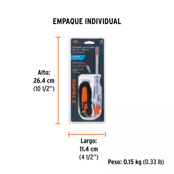 Probador De Circuitos De Corriente Directa 20 Cm, C/Caimán | Ferreterias Ferretodo Guatemala