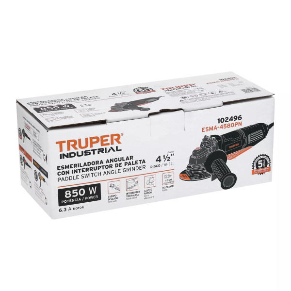 Pulidora Esmeriladora Interruptor De Paleta 4-1/2', Industrial, 850 W | Pulidoras / Esmeriles