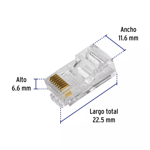 Plug RJ45 CAT5E, Bolsa con 20 piezas, Volteck