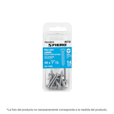 Blíster con 5 pijas para lámina, No.12 x 2", FIERO