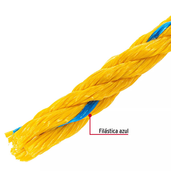 Kilo de cuerda amarilla de polipropileno 19mm, rollo 1kg