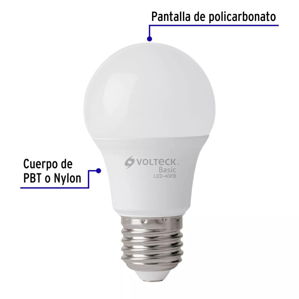 Lámpara de LED tipo bulbo A19 6 W, luz de día, caja, Basic