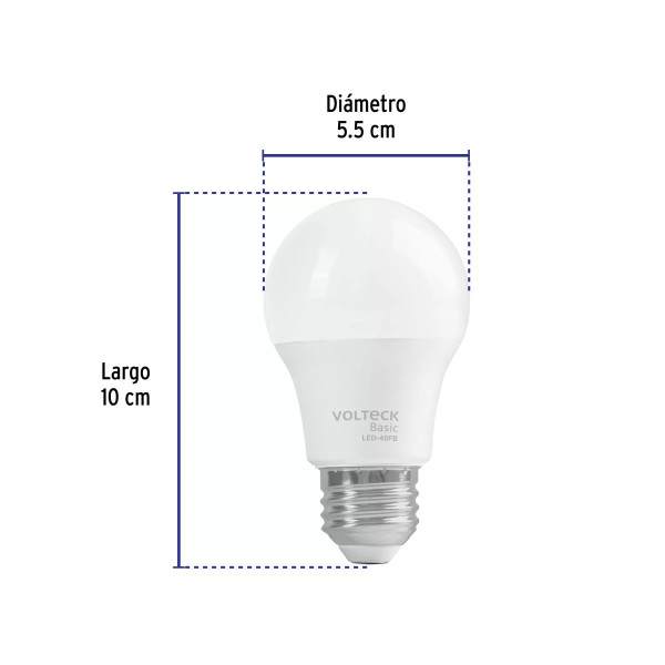 Lámpara de LED tipo bulbo A19 6 W, luz de día, caja, Basic