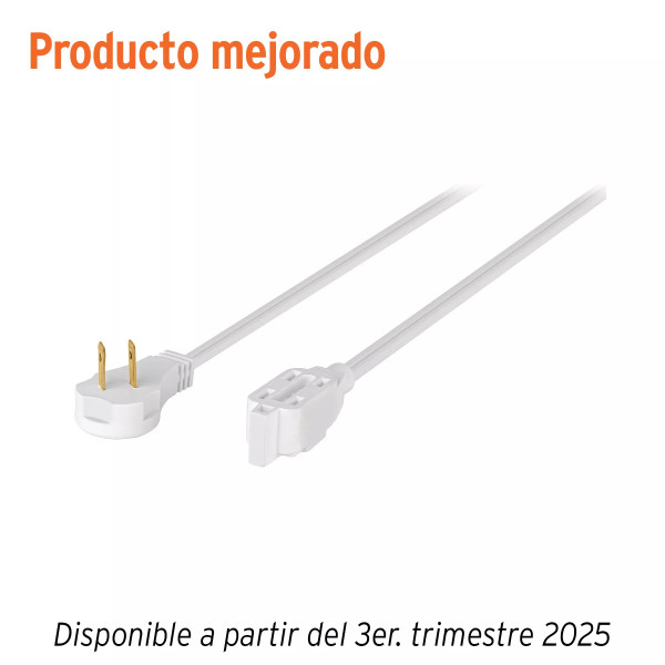 Extensión eléctrica doméstica 5 m clavija plana, blanca