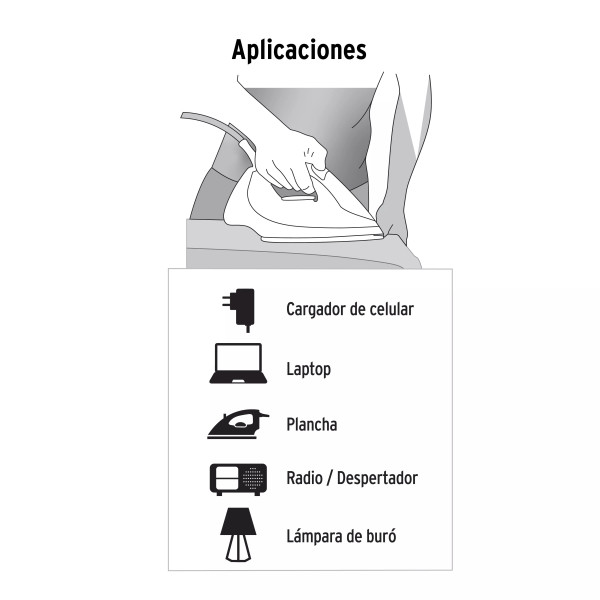 Extensión eléctrica doméstica 5 m clavija plana, blanca