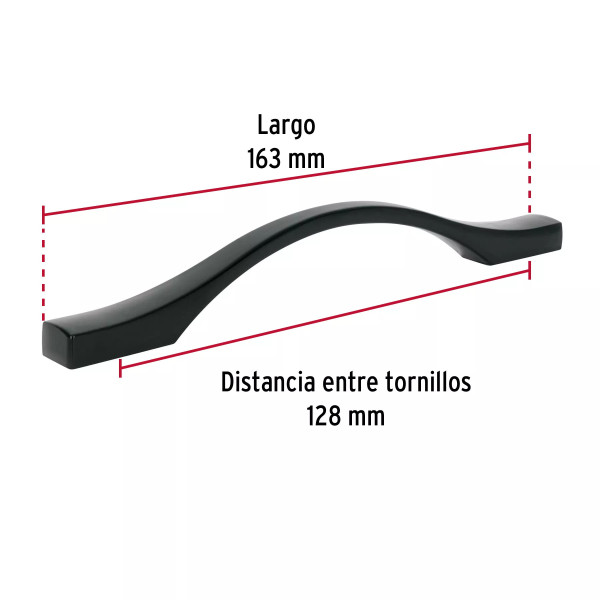 Jaladera de 128mm, línea Segovia, negro, HERMEX