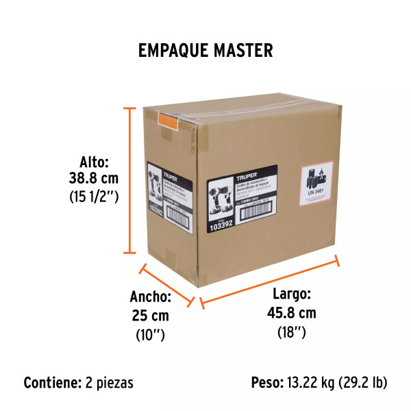 Combo rotomartillo/destornillador impacto, 20V, TRUPER PR