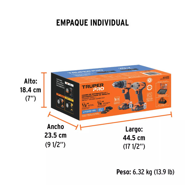 Combo rotomartillo/destornillador impacto, 20V, TRUPER PR