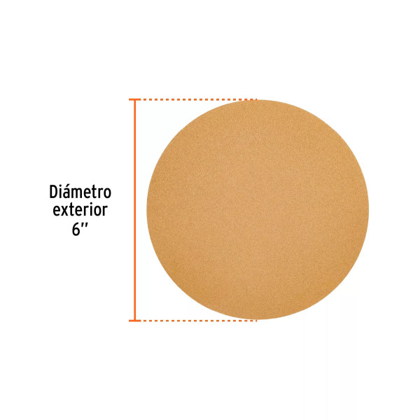 Paquete c/5 discos de lija 6" grano 120, ciegos