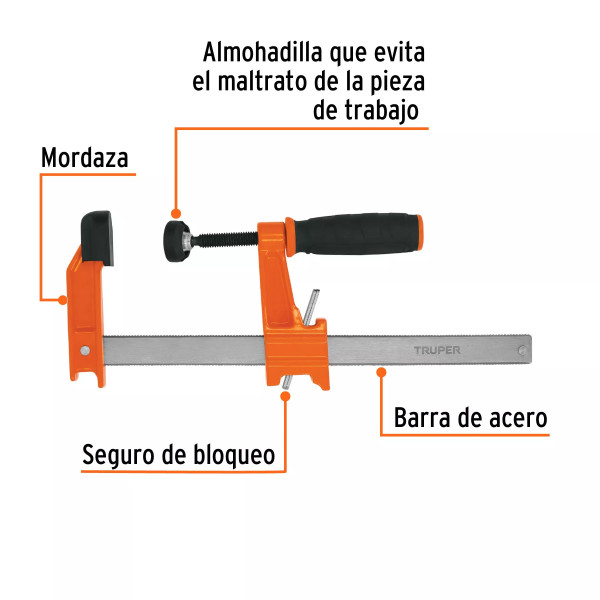 Prensa rápida tipo "F" 6", uso ligero, Truper