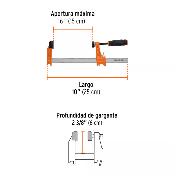 Prensa rápida tipo "F" 6", uso ligero, Truper