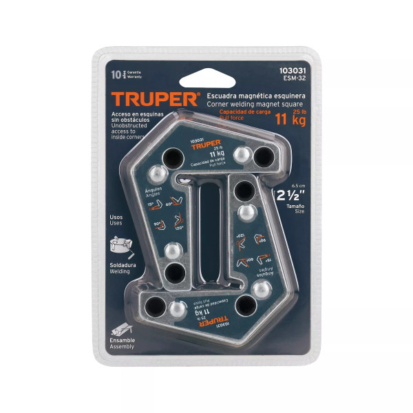 2 Escuadras magnéticas esquineras 2-3/4" cap. 11 kg, TRUPER
