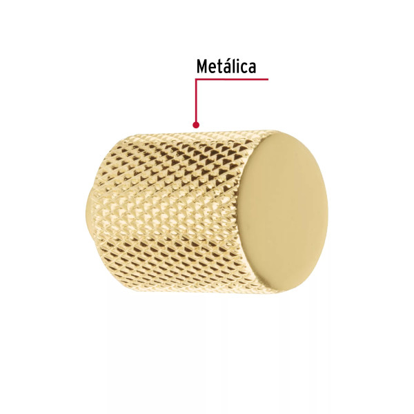 Perilla metálica estilo "Cádiz", latón brillante, HERMEX