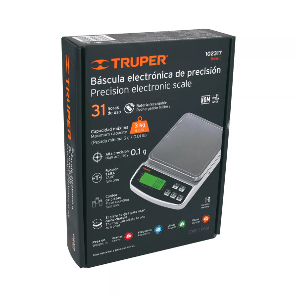 Báscula Digital De Precisión, 3Kg, Truper | Básculas, Pesas y Similares