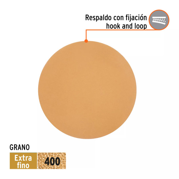 Paquete c/5 discos de lija 6" grano 400, ciegos