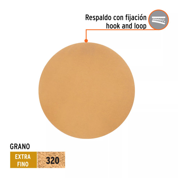Paquete c/5 discos de lija 6" grano 320, ciegos