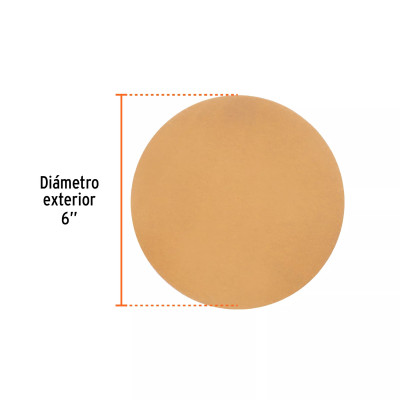 Paquete c/5 discos de lija 6" grano 320, ciegos