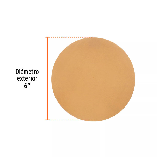 Paquete c/5 discos de lija 6" grano 320, ciegos