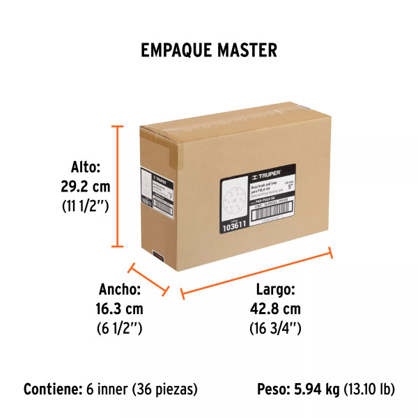 Respaldo de 5" hook and loop para PULA-5A, TRUPER