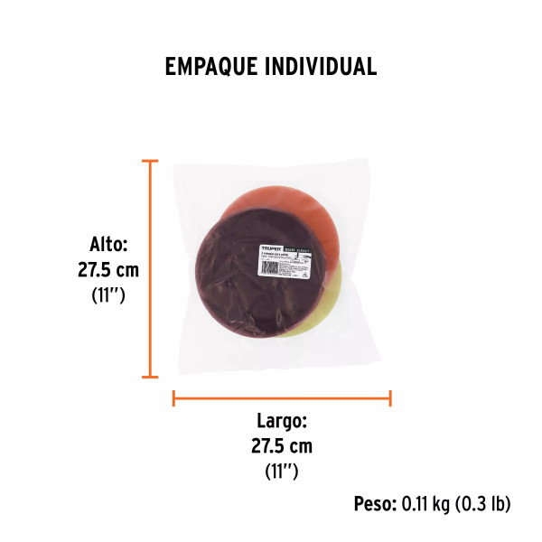 Juego de 3 esponjas para pulir de 7" hook and loop,TRUPER