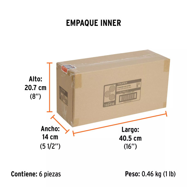 Juego de 3 esponjas para pulir de 5" hook and loop,TRUPER