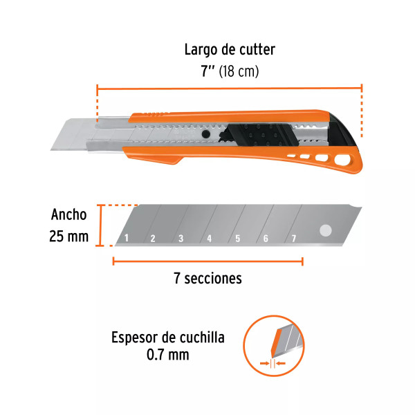 Cutter 25 Mm Reforzado De Plástico Con Alma Metálica, Truper | Tijeras, Cutters, Navajas y Similares