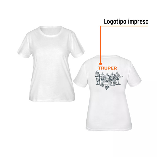 Playera cuello redondo para mujer, blanca, M, Truper