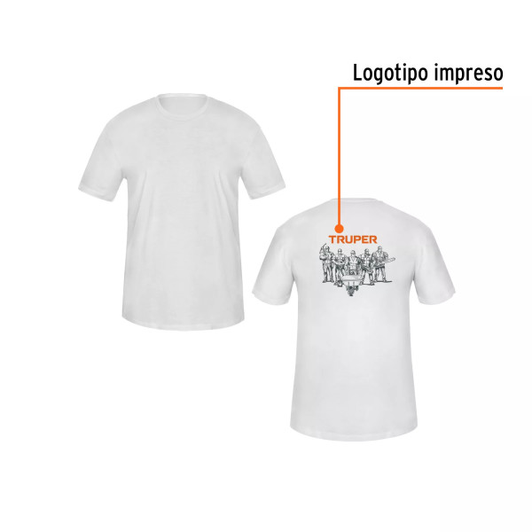 Playera cuello redondo para hombre, blanca, CH, Truper