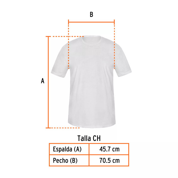 Playera cuello redondo para hombre, blanca, CH, Truper