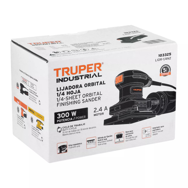 Lijadora orbital 1/4 hoja, 300W, TRUPER INDUSTRIAL