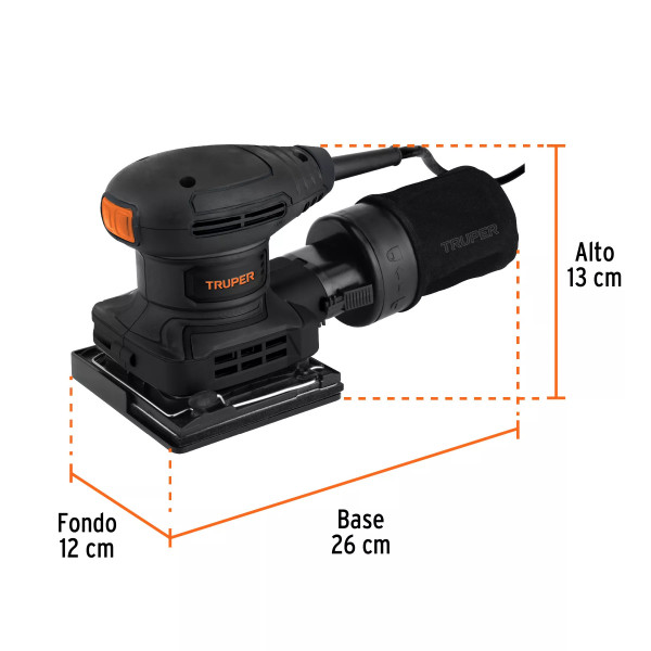 Lijadora orbital 1/4 hoja, 300W, TRUPER INDUSTRIAL
