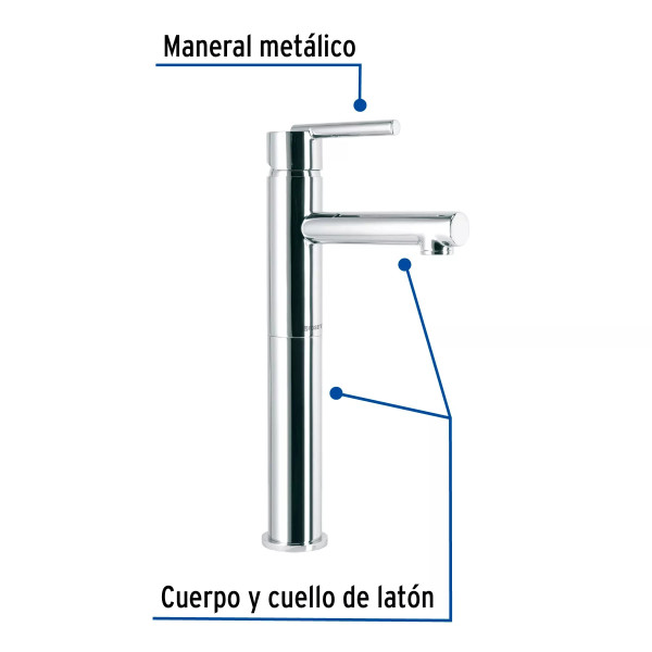 Monomando alto cromo para lavabo, FOSET ELEMEN