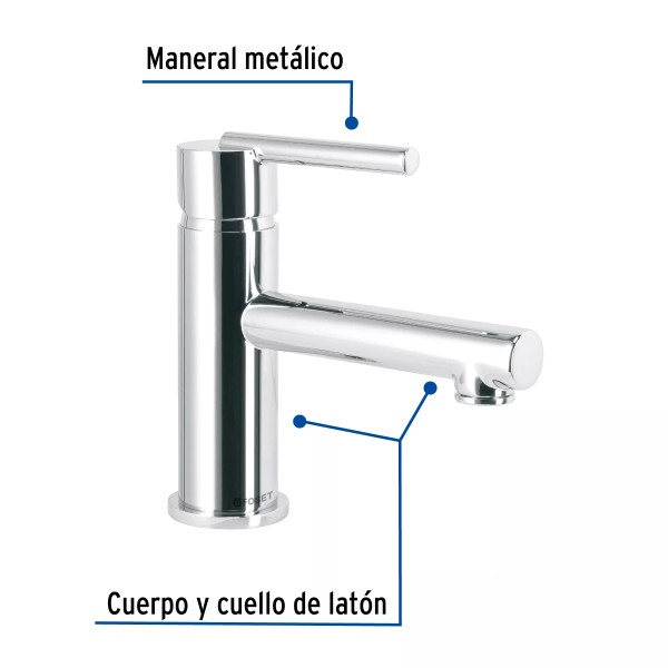 Monomando corto cromo para lavabo, FOSET ELEMENT