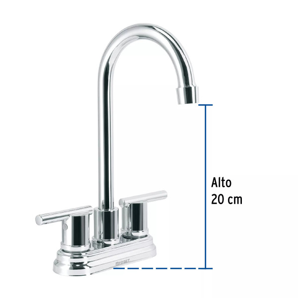 Mezcladora cromo 4" para lavabo cuello tipo bar, ELEMENT