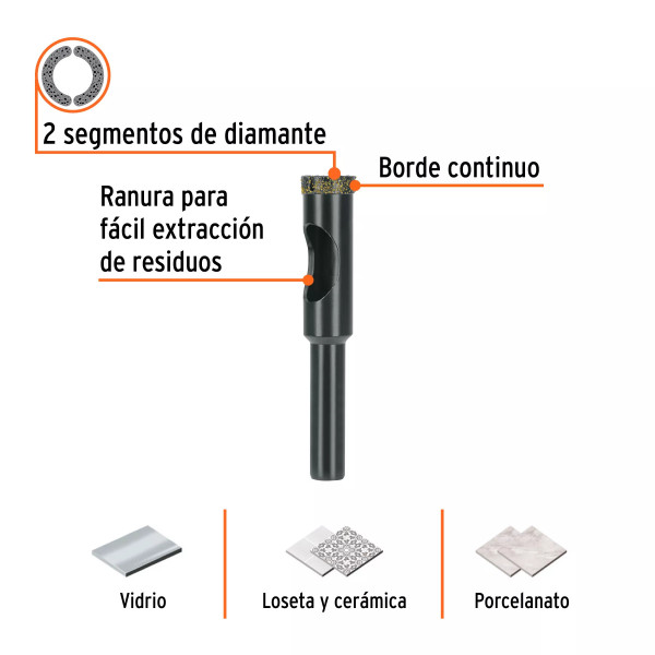 Broca diamantada 1/2" (13 mm), TRUPER