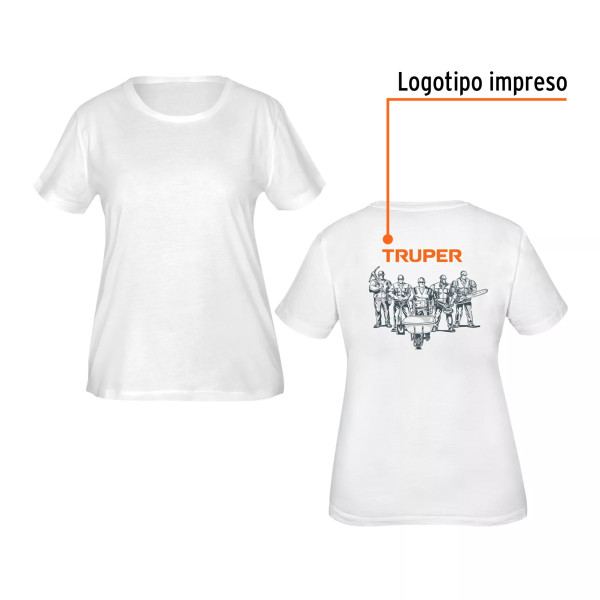 Playera cuello redondo para mujer, blanca, G, Truper