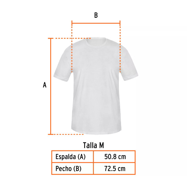 Playera cuello redondo para hombre, blanca, M, Truper