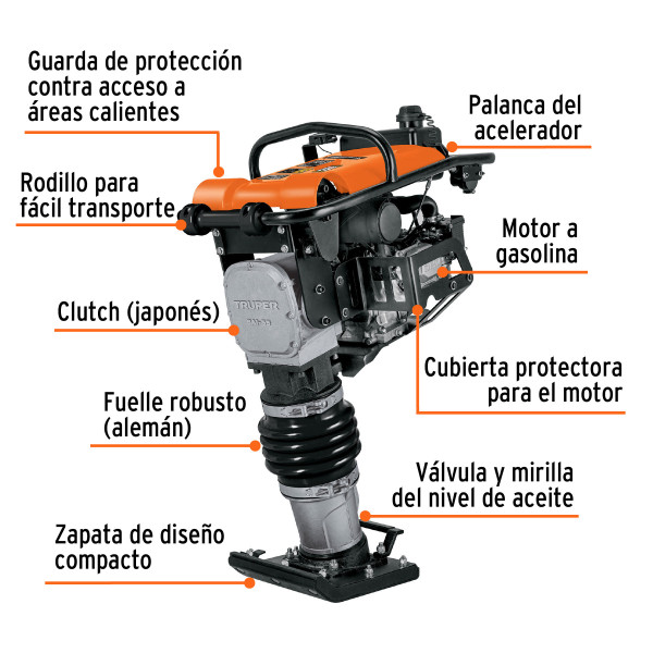 ‣ Bailarina compactadora 5.5 HP, motor Honda GX160... | Truper