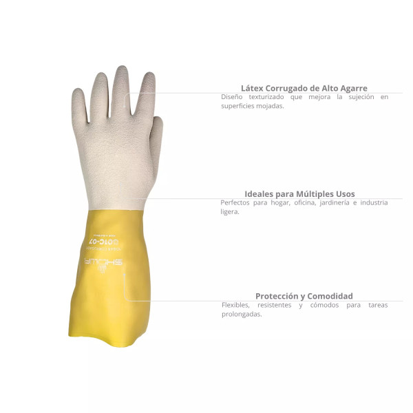 ‣ Guantes Látex Corrugado M resistentes | FERRETODO