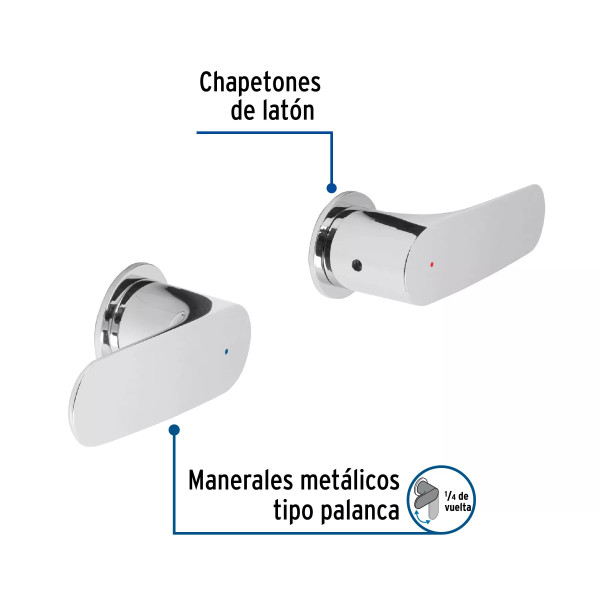 ‣ Juego de manerales palanca regadera cromo RIVIERA | Foset