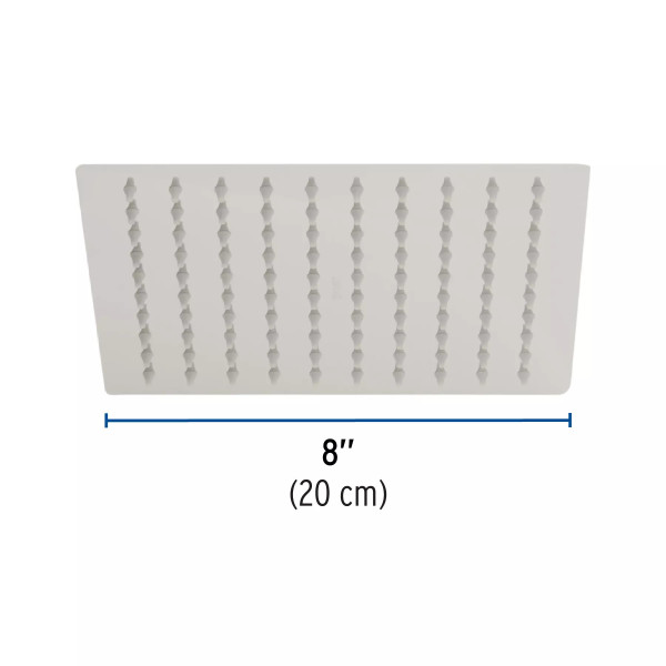 Regadera plato cuadrado 8" sin brazo, satín, FOSET RIVIERA