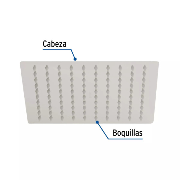 Regadera plato cuadrado 8" sin brazo, satín, FOSET RIVIERA